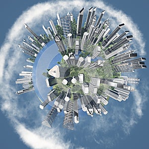 City Earth with Clouds