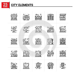 25 City Elements icon set. vector background