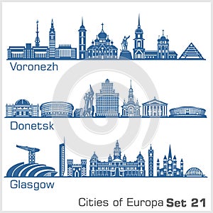 City in Europe - Voronezh, Donetsk, Glasgow. Detailed architecture. photo