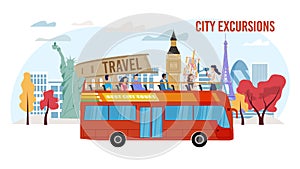 City Excursion for Tourists Flat Vector Banner