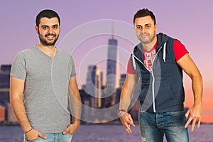 City Fashion: Young Men\'s Portrait Featuring Two People photo