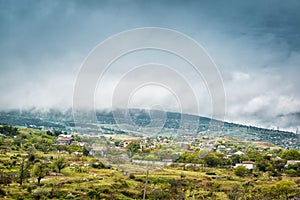 City of Feodosia with low lying clouds, Crimea