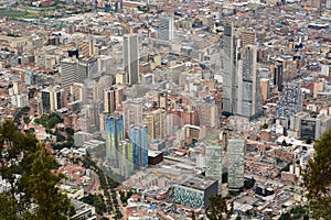 The city financial district. View from Cerro Monserrate. BogotÃ . Colombia photo