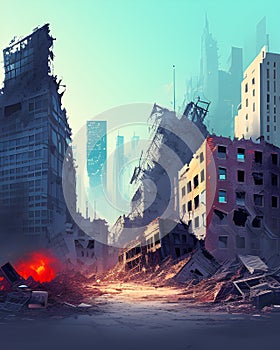 City flattened by war