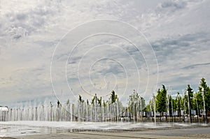 City fountain in summer