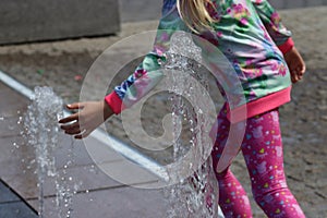 City fountain on a summer sunny day