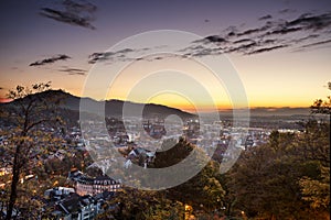 City of Freiburg at sunset