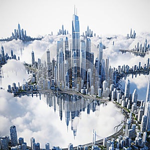 The city of the future among the clouds.