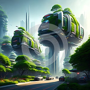 The city of the future. A futuristic vision of a modern city. Generative AI.