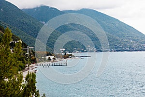 The city of Gagra, Abkhazia with beautiful views of the mountains