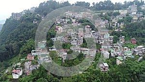 City of Gangtok in Sikkim India seen from the sky