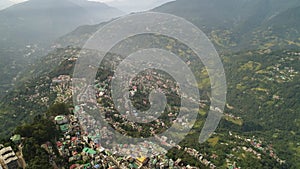 City of Gangtok in Sikkim India seen from the sky