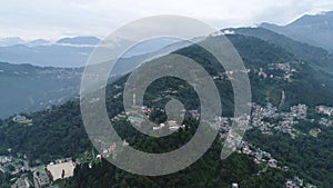 City of Gangtok in Sikkim India seen from the sky