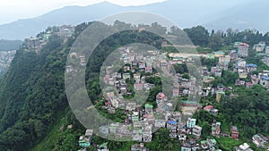 City of Gangtok in Sikkim India seen from the sky