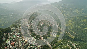 City of Gangtok in Sikkim India seen from the sky