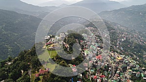 City of Gangtok in Sikkim India seen from the sky