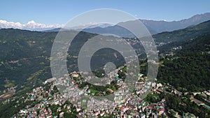 City of Gangtok in Sikkim India seen from the sky