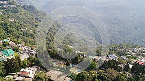 City of Gangtok in Sikkim India seen from the sky