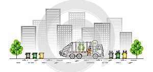 City garbage truck vector illustration