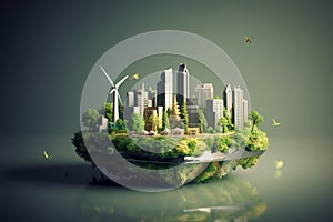 City and garden, save the planet and energy concept. Earth day,