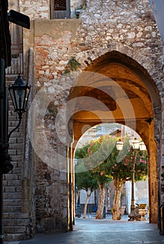 City Gate at Sunrise, Taormina, Sicily photo