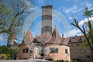 City gate with tower in Rothenburg ob der Tauber, Germany