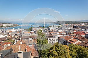 The city of Geneva in Switzerland, a aerial view