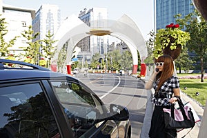 City girl and landscape