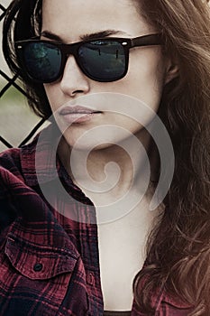 City girl portrait with sunglasses  outdoor