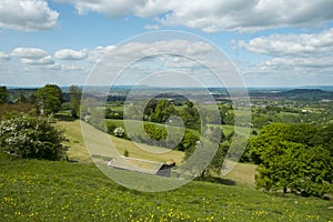 City of Gloucester in the Severn Vale with the Malvern Hills in the distance.