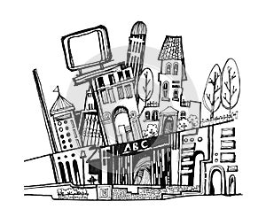 City graphic cartoon illustration