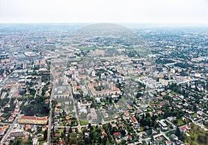 City Graz aerial view with district Eggenberg in Styria, Austria