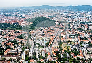 City Graz aerial view with district Geidorf in Styria, Austria