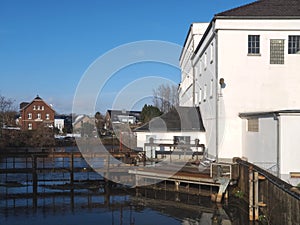 City of Grevenbroich Wevenlinghoven in Germany at Erft river