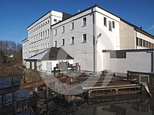 City of Grevenbroich Wevenlinghoven in Germany at Erft river