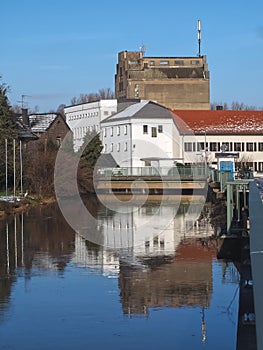 City of Grevenbroich Wevenlinghoven in Germany at Erft river