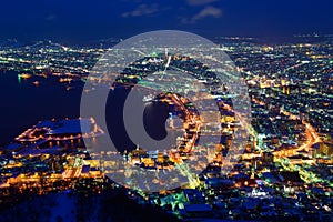 The city of Hakodate in the twilight photo