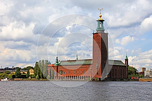 Stockholm City Hall Stadshuset complete waterfront view Nobel Prize venue red brick tower Sweden architecture