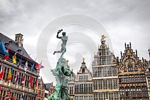 The city hall of Antwerp, Belgium and some typical buildings