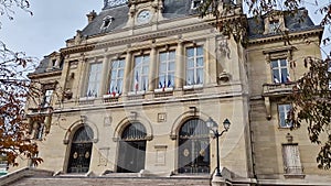 City Hall of Asnieres northwestern suburb of Paris, France. AsniÃ¨res-sur-Seine mairie outdoors facade view