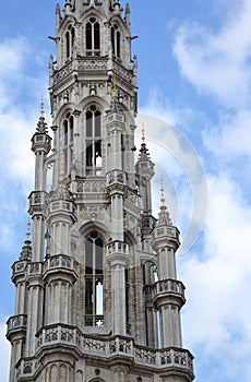 City Hall building details located at the Grand Place, Brussels, Belgium