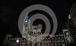 City Hall Building in Philadelphia at Night