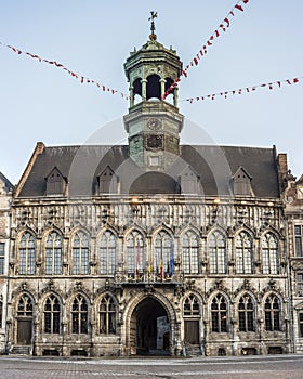 City Hall on the central square in Mons, Belgium.