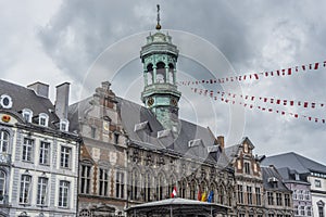 City Hall on the central square in Mons, Belgium.