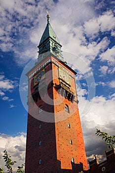 City hall clock tower of Copenhagen