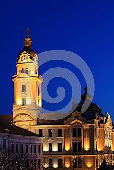 City hall in evening Pecs