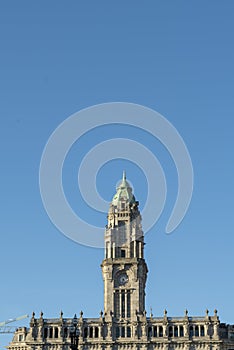 City Hall external view against a clear blue sky in Porto, Portugal