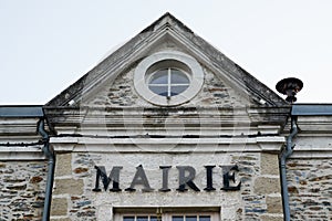 City hall facade with mairie means in french town hall in correze in France photo