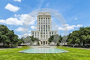 City Hall with Fountain and Flag