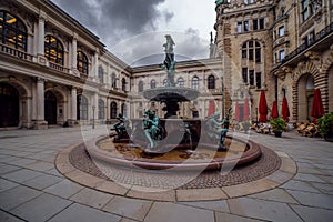 Statue Hygieia Brunnen in City Hall Hamburg photo